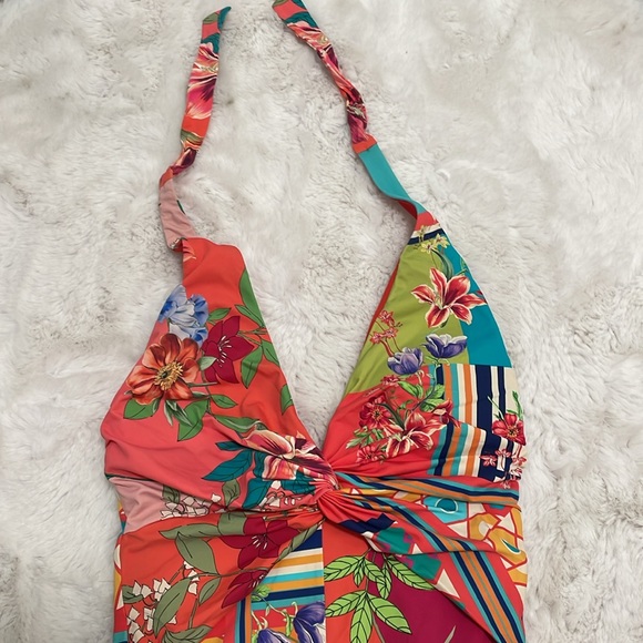 Johnny Was Colorful Floral  One Piece Swimsuit - Picture 4 of 8
